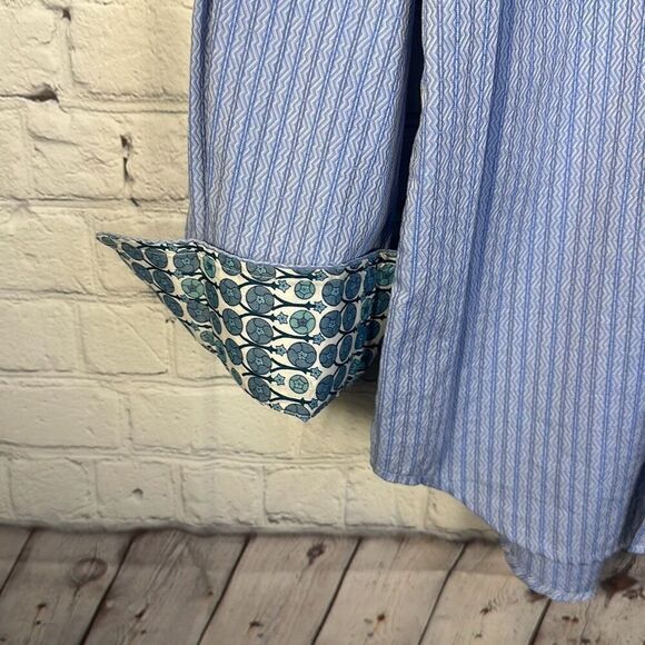 Robert Graham Men’s Blue Button up Long Sleeve Dress shirt size L Large Flip Cuf - Picture 3 of 9